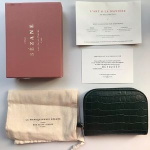 NWT Sezane Leather Wallet - Emerald
